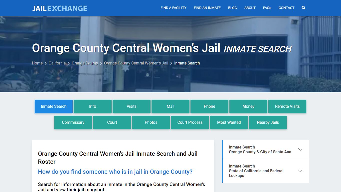 Orange County Central Women’s Jail Inmate Search - Jail Exchange